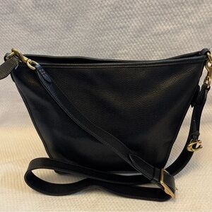 COACH-Small Dufflette Crossbody Pebble Leather Purse Classic Black/Brass C8482